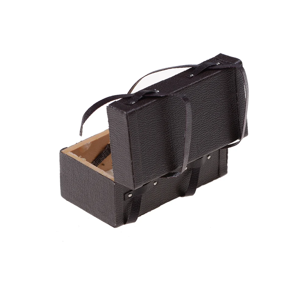 Коллекция 1/12 года миниатюрный винтажный кожаный деревянный чемодан для