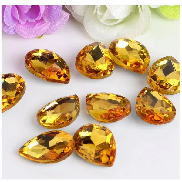 Gold 6, 7, 8, 10, 13, 18, 20 мм, каплевидные хрустальные стразы, стразы в форме капли воды, хрустальные камни, не исправляемые для украшения свадебной одежды - Цвет: Gold