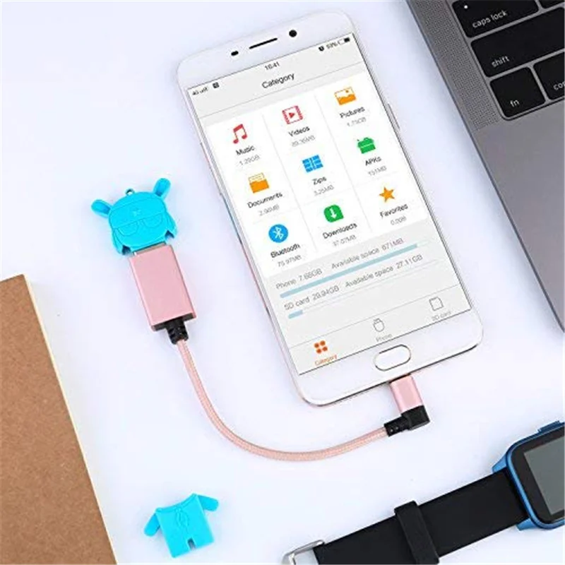 90 градусов Micro USB 2 0 OTG кабель с левым углом плетеный на ходу адаптер папа к Женский