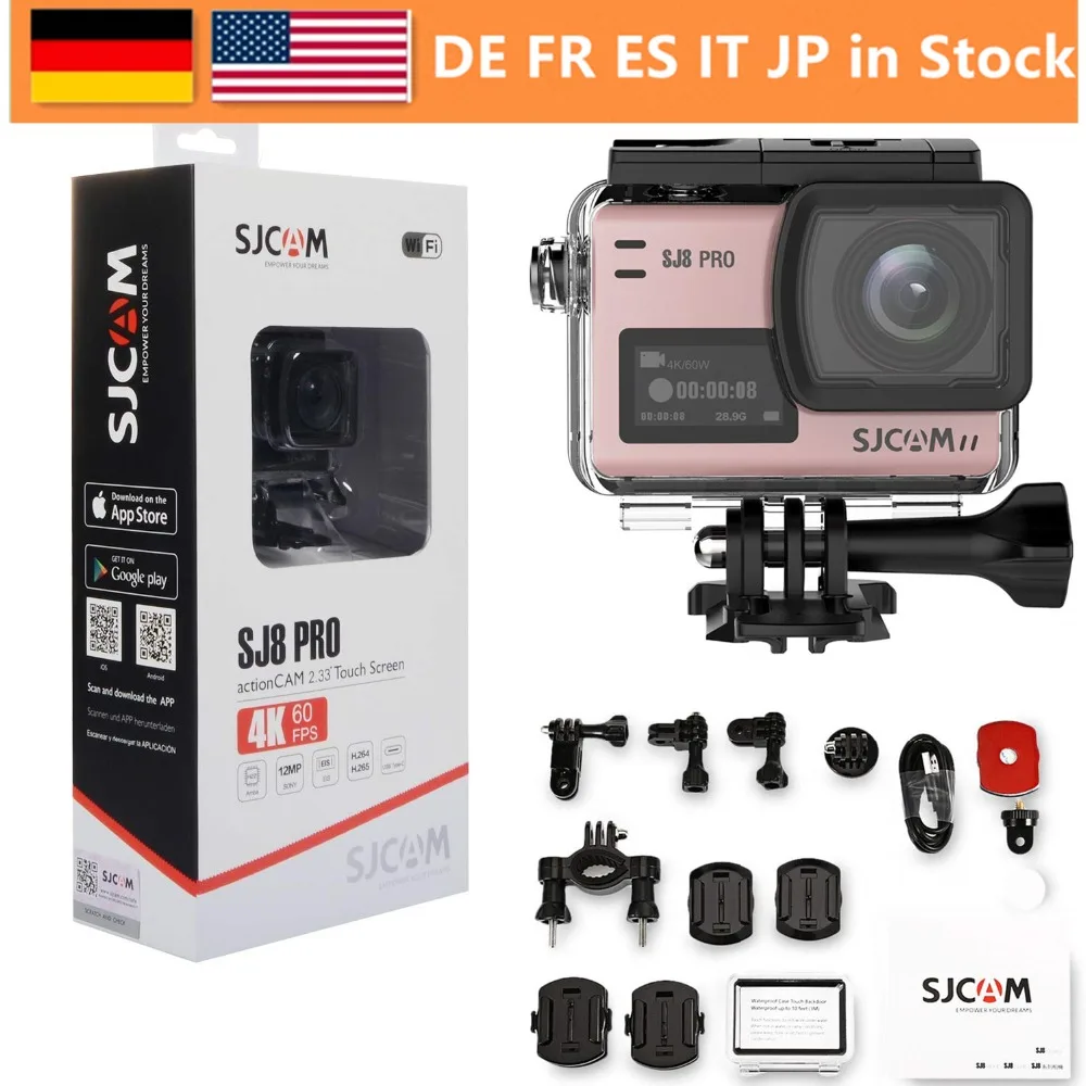 SJCAM SJ8 Pro 4K 60fps двойной сенсорный экран Wi Fi Экшн камера 2 3 дюймов широкий угол EIS 8X