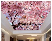 beibehang high decorative painting wallpaper beautiful atmosphere blue sky white cherry ceiling zenith wallpaper for walls 3 d
