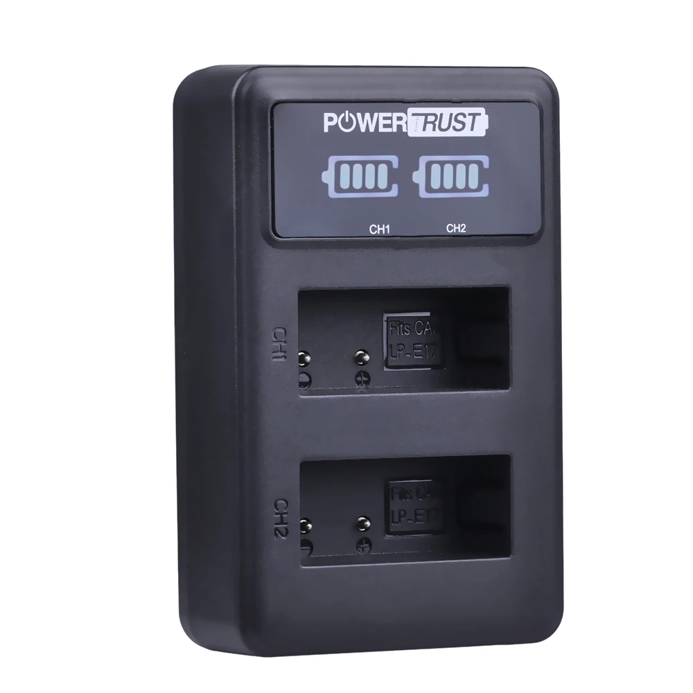 Литий ионный аккумулятор LPE17 LP E17 4х1300 мАч + двойное зарядное устройство USB LED для