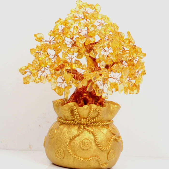 Натуральное лимонное кварцевое Хрустальное дерево | Дом и сад