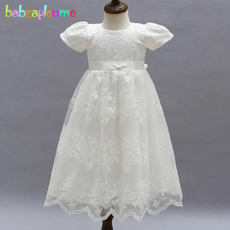 

babzapleume summer baby girl 1 year first birthday wedding christening party dress tutu lace white infant baptism dresses BC1486