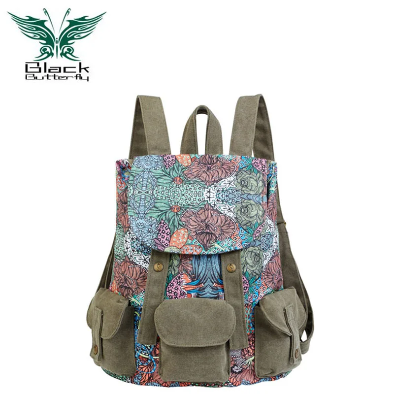 2017 Бренд Корейский Холст Печати Рюкзак Женщины Школьные Сумки для Девочек