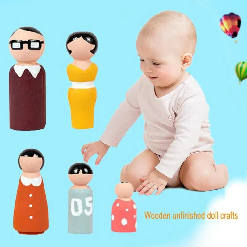 5 шт./компл. деревянные Семейные колышки для кукол сделай сам Детские