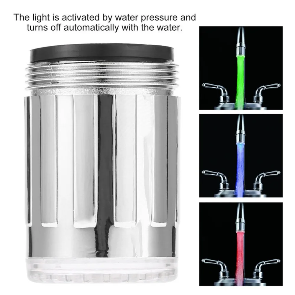 

3 Kleur светодиодный светильник, меняющий Kraan Douche водопроводный кран Temperatuursensor Geen Batterij Water Kraan светящийся душ
