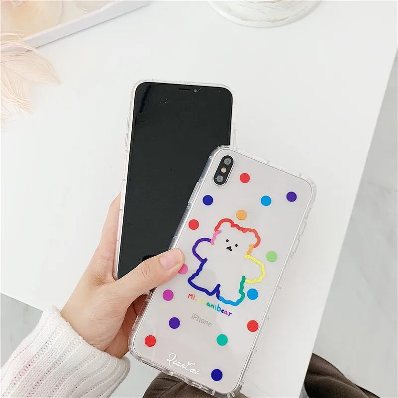 INS Корея милый чехол для телефона из Конфета медведь для iphone Xs MAX XR X 6 6s 7 8 plus супер языки пламени красный прозрачный мягкий ТПУ задняя крышка Fundas