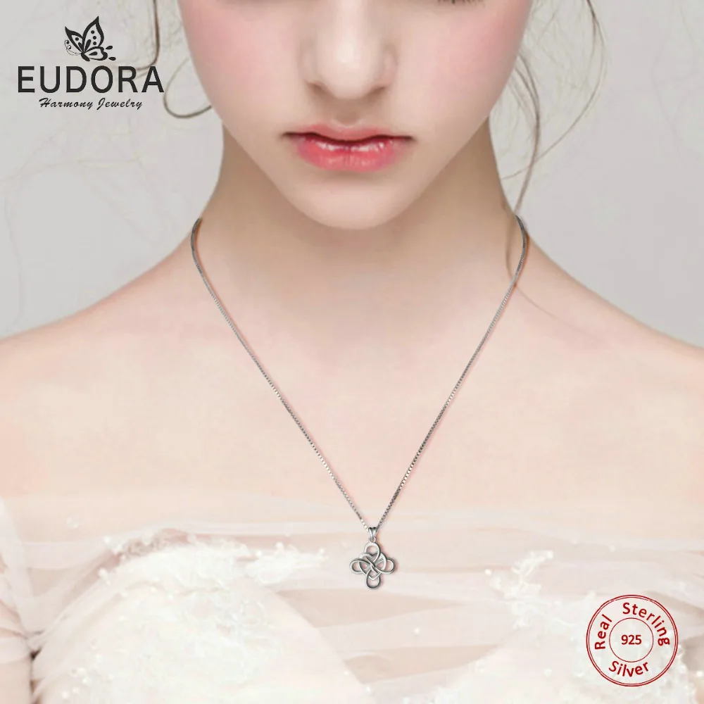 5 шт. Eudora 100% Настоящее чистое серебро 925 пробы ожерелье с бантом очаровательные