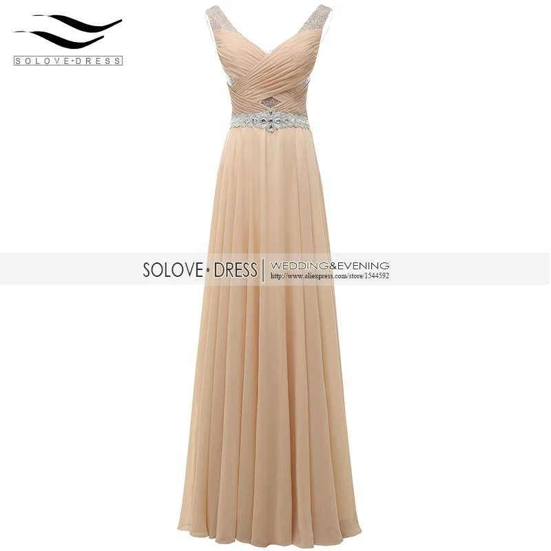 

Solovedress Cap Sleeves Real Photos Beaded Champagne Long Evening Dress A Line Evening Gown Sequin Vestidos De fiesta SLP0007