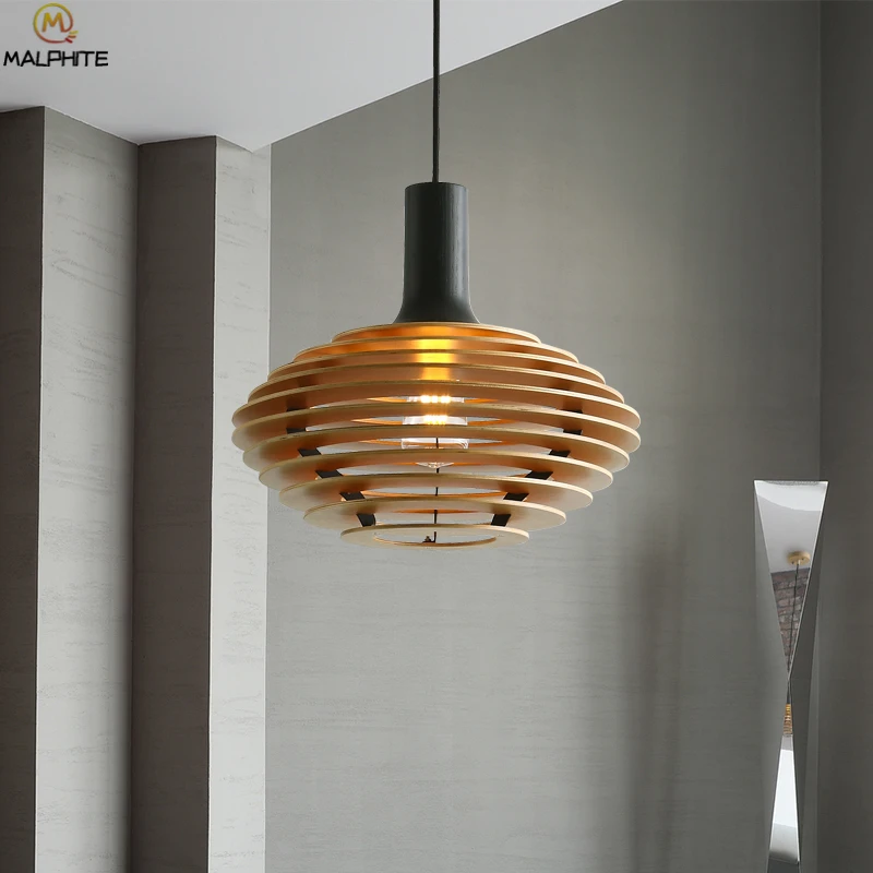 

Modern Solid wood Pendant lamp dining room hanging Fixture lighting Lustre pendant light cafe industrial decor LED luminaires