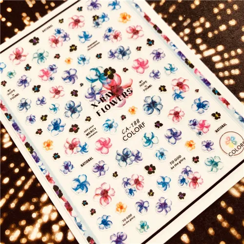 CA-188-189 мечта синий розовый цветок стикеры 3D на ногти nail Art Наклейка шаблон diy ногтей инструмент украшения - Цвет: CA-188