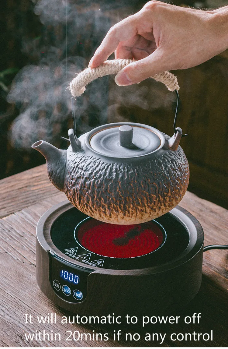 220-240V 1000w Explosion-proof black crystal panel Electric ceramic heaters Tea stove 850mL ceramic Clay ketlle Tea set