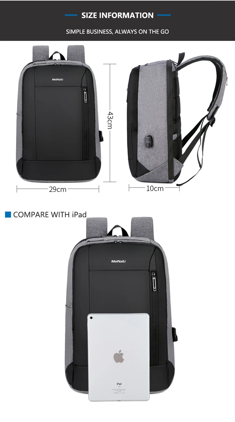 Мужские рюкзаки Mochila для путешествий, водонепроницаемые, с USB зарядкой, мужские, противоугонные, для ноутбука, модные, 15,6 дюймов, бизнес-компьютер, задняя панель