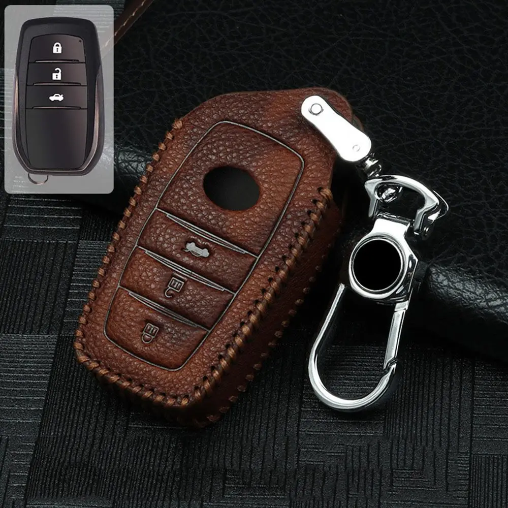 Кожаный чехол для ключей автомобиля для Toyota Chr Rav4 Auris Avensis Prius Aygo Camry Corolla Land Cruiser 200 Prado Crown Aqua брелок