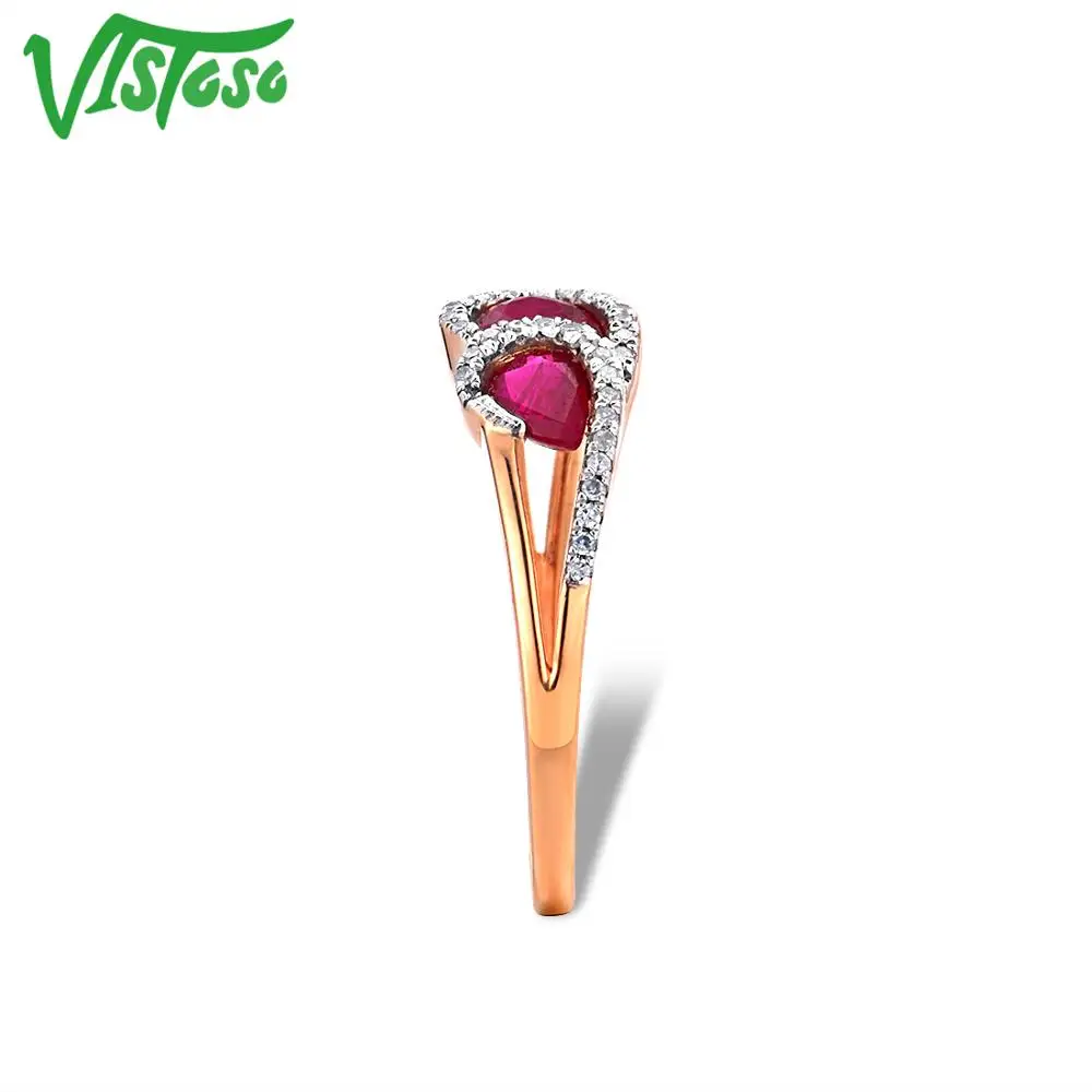 Женское кольцо с бриллиантами VISTOSO розовое золото 14K 585 пробы модное роскошное