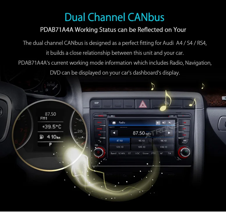 XTRONS " HD цифровой Сенсорный экран DAB+ Canbus gps автомобильный dvd плеер с навигацией плеер радио для Audi A4/S4/RS4 2002-2008/Seat EXEO