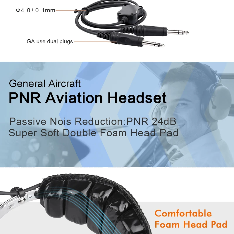 Genneral авиационные наушники, PNR Nosic шумоподавление с удобной амбушюрой, регулируемая ручка громкости, PH-100A