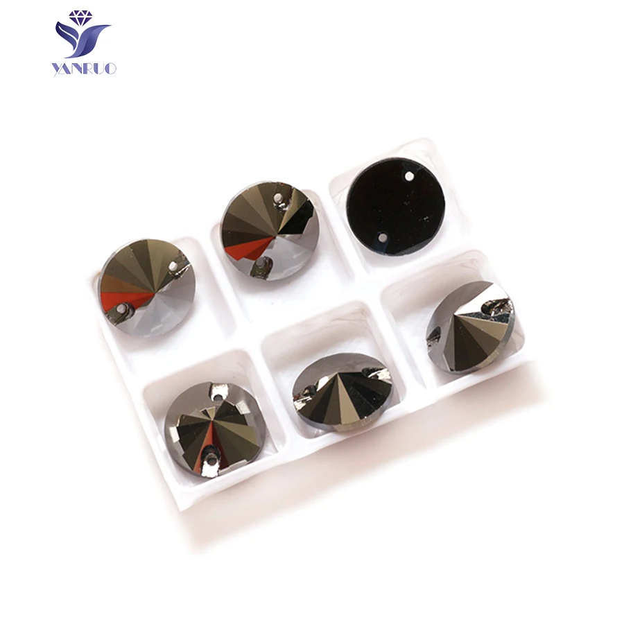 Jet Hematite YANRUO 3200 круглые Пришивные Rivoil Стразы AAAAA с плоской задней частью платья стеклянные камни стразы для шитья камни для ювелирной одежды - Цвет: Jet Hematite