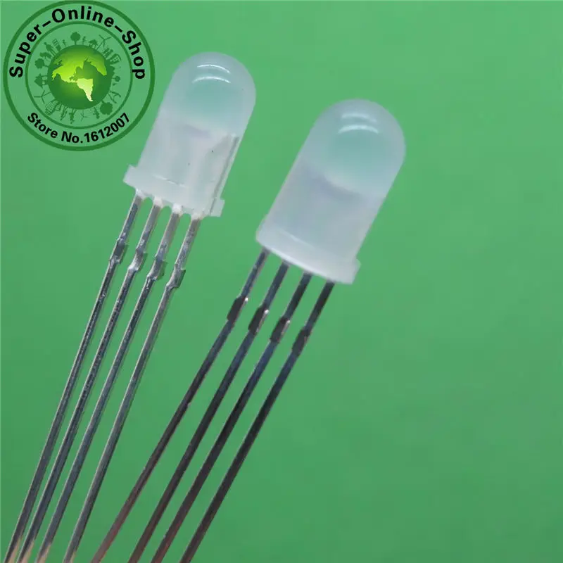 100 шт. светодиодный 5 мм RGB матовый общий катод красного зеленого и синего цвета 4