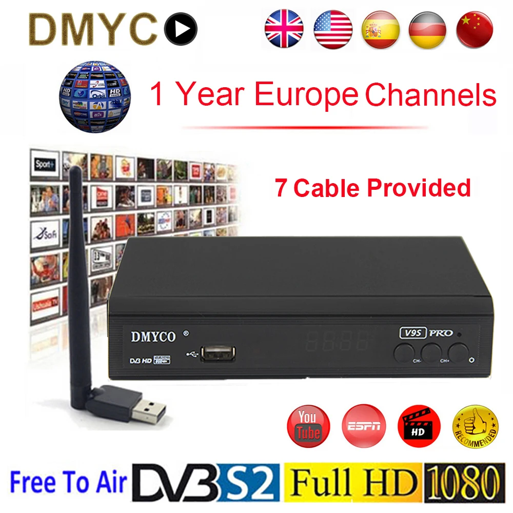 DVB S2 спутниковый ресивер LNB ТВ приставка 1080 P цифровой приемник поддерживает Youtube 1