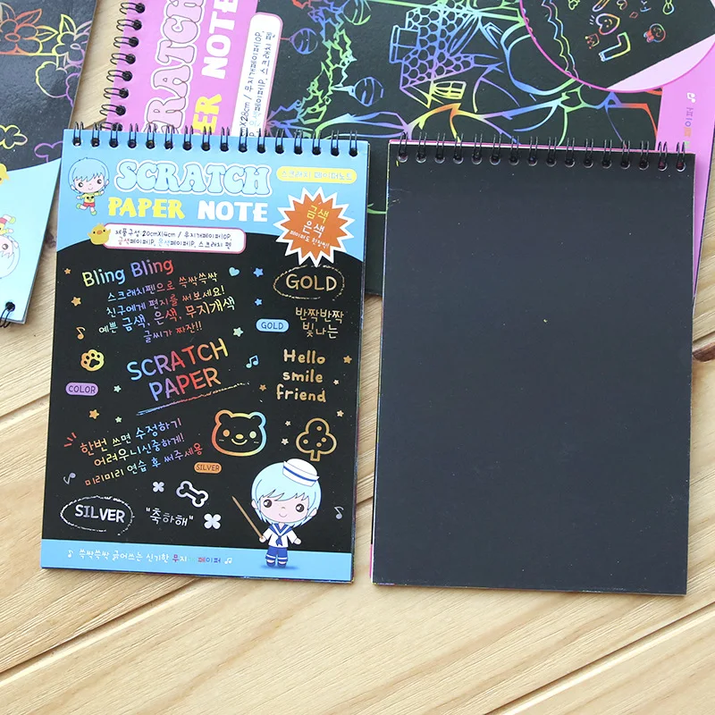 1pcs Korea Creative Mini Scraping Color DIY Coil Graffiti Book with Pens Large and Medium Blank Sketchbook | Канцтовары для офиса