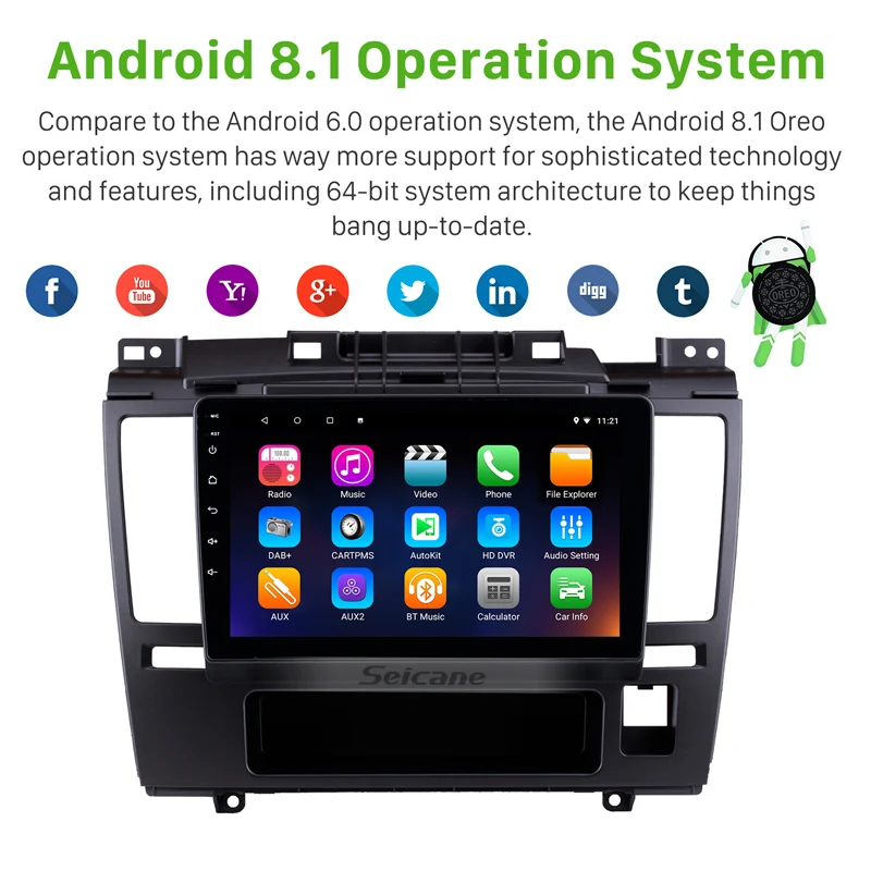 Seicane Android 8,1 для 2005-2010 Nissan Tiida 9 дюймов HD сенсорный экран gps навигация Радио Bluetooth 3g Wifi цифровой ТВ SWC