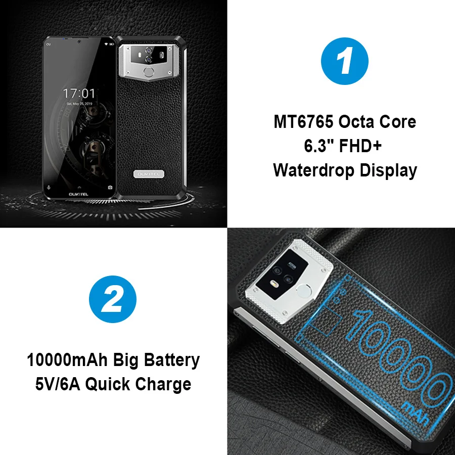 OUKITEL K12 водослива 6," FHD+ Android 9,0 1080*2340 16MP смартфон 6 ГБ 64 Гб Face ID 10000 мАч 5 В/6A OTG NFC мобильный телефон