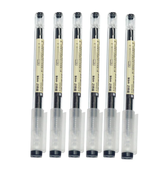 6 pcs black 6 шт./партия MUJI Стиль 0,35 мм гелевая ручка черного цвета черные, голубые чернила Maker ручка школьные канцелярские студенческий экзамен записи поставка канцтоваров - Цвет: 6 pcs black