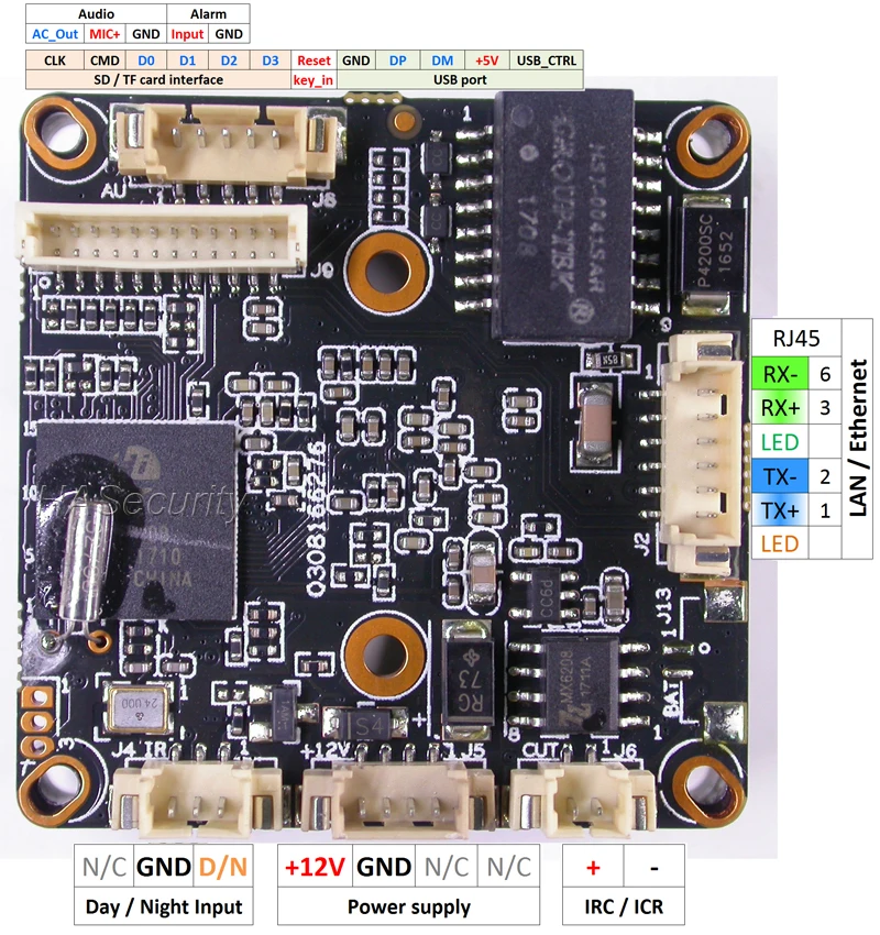 Wi Fi IPC 720 P 1/3 &quotH65 CMOS Sensor + Hi3518E V200 IP камеры видеонаблюдения модуль pcb аудио TF слот