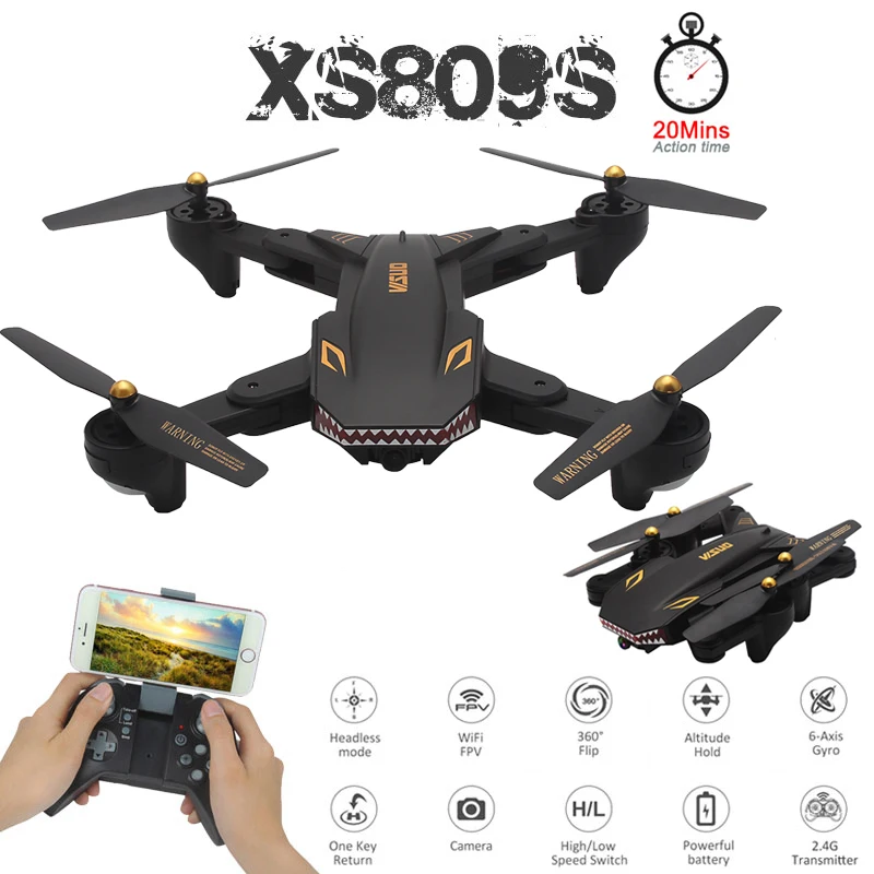 VISUO XS809S Профессиональный складной Дрон с камерой 2MP HD WiFi FPV селфи широкоугольный Радиоуправляемый квадрокоптер Вертолет игрушка для мальчика VS XS816