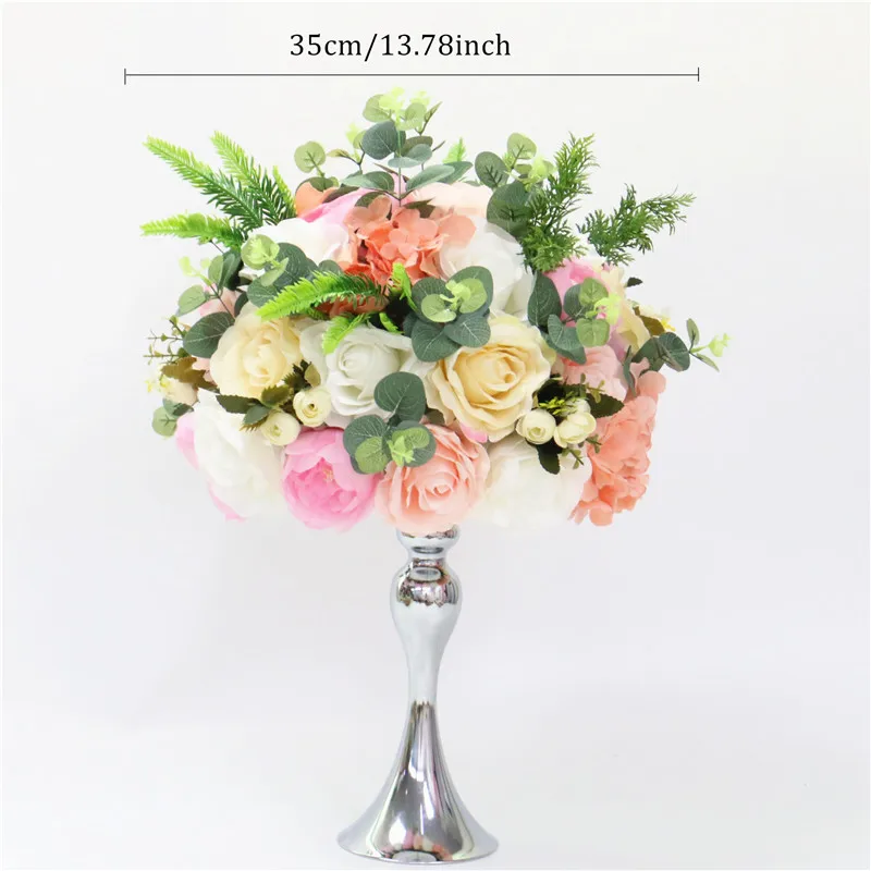 35 cm flower ball 35/40/50 см искусственный цветок украшение для стола вечерние свадебный фон Настенный декор дорога свинец в виде цветочного шара Роза Гортензия Роза Пион лист - Цвет: 35 cm flower ball