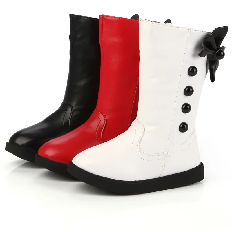 Новинка 2021 зимние высокие ботинки для девочек с милым бантом водонепроницаемые