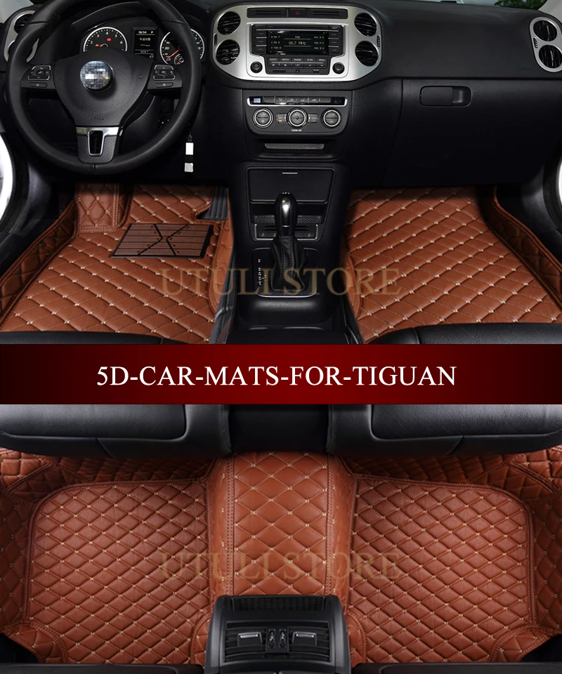 Кожаные автомобильные коврики для Volkswagen Tiguan Touareg Touran Vento подходят любых погодных