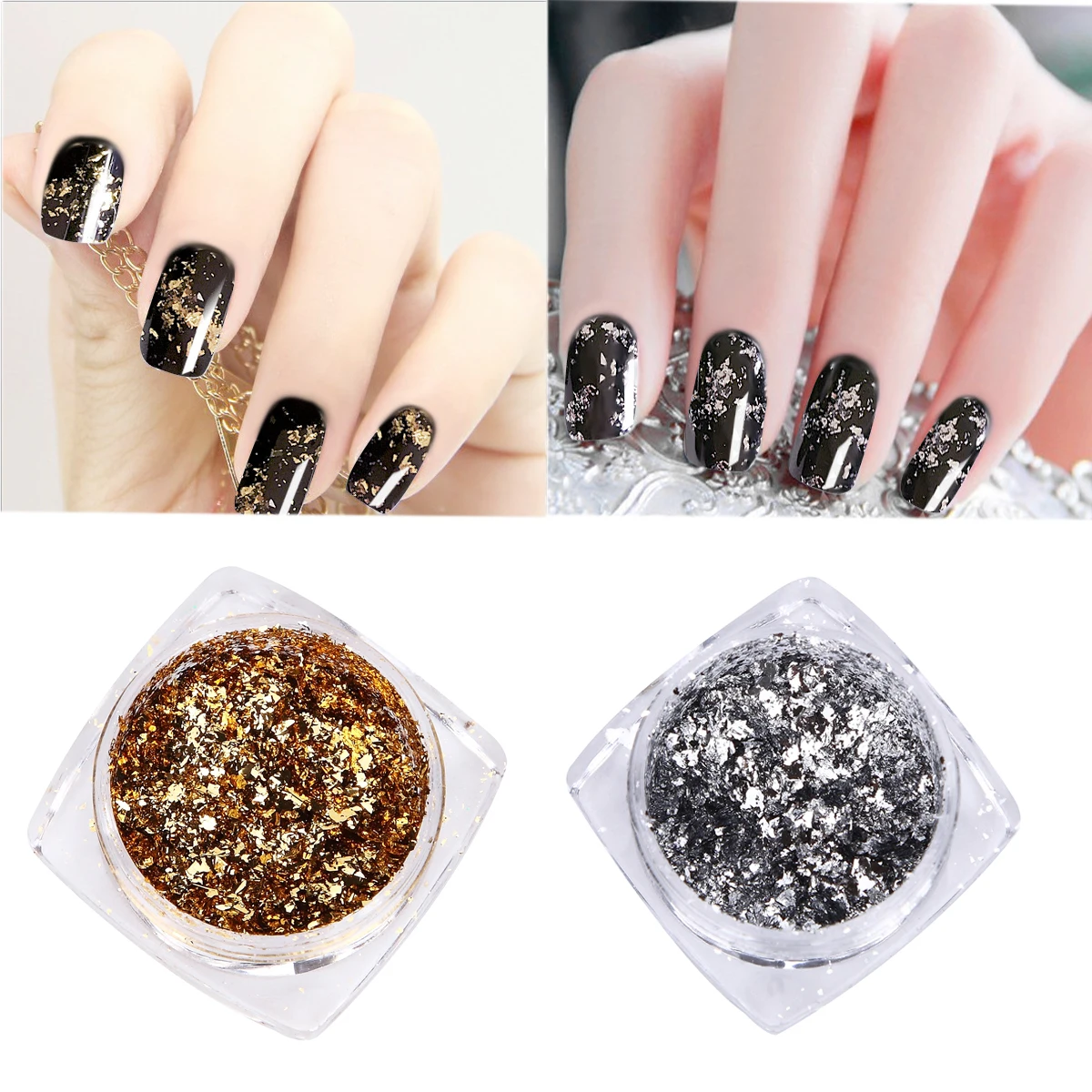 Monja золотые наклейки для ногтей Серебряный алюминиевый волшебный порошок с