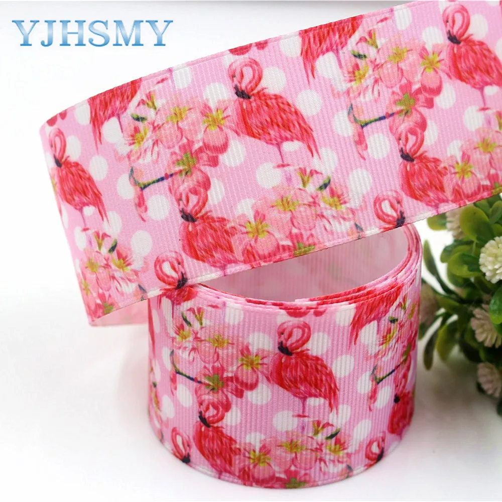 Лента YJHSMY 178112 с рисунком фламинго 38 мм 10 ярдов|cartoon ribbon|diy handmaderibbon ribbon |