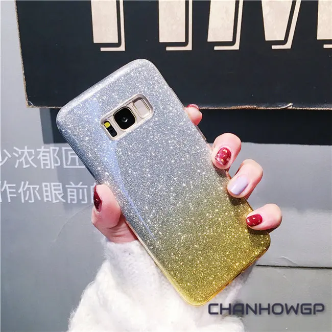 Цвет: желтый Bling Радужный градиентный чехол для Samsung Галактики S5 S6 S7 край S8 S9 Plus Note 8 A3 A5 J3 J5 J7 Neo J2 рro рrime A8 крышка - Цвет: Цвет: желтый