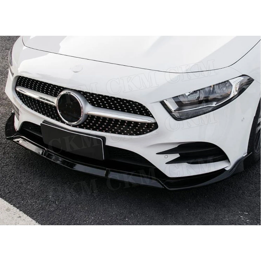 Черный Передний спойлер для W176 ABS Mercedes Benz A Class A200 Sport 2019 3 шт./компл. защита