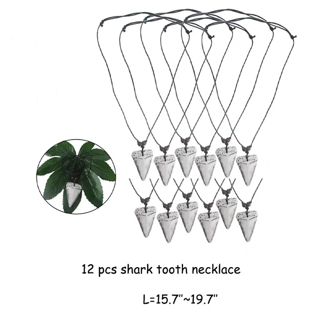 shark tooth necklace Акула, вечерние принадлежности, упаковка, тату-стикер в форме ожерелья, Акула, Подарочная сумка, браслет для детей под морем, Goody Bags - Цвет: shark tooth necklace