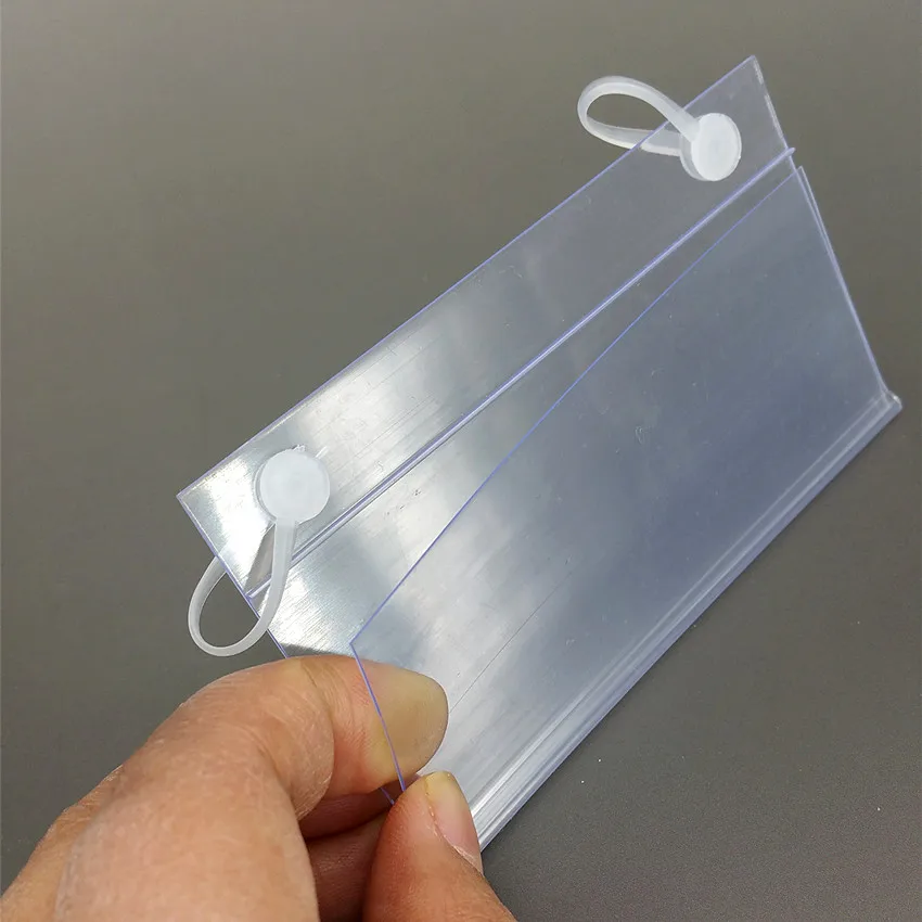 

100x55mm PVC Plastic Price Tag Label Display Holder Promotion Clips Color Chosen Hanging Buckle on Mesh Rack Basket Shelf 50pcs