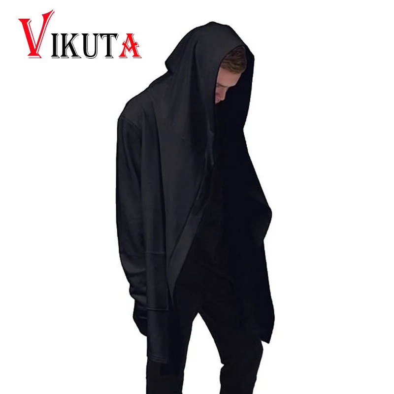 Vikuta Высокое Качество Бренд мужской Капюшоном Толстовка Черный Хип Хоп Мантии