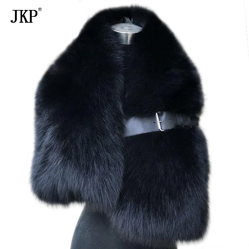 Женская шаль из меха енота воротник 100% натурального черного лисьего CWJ02| |