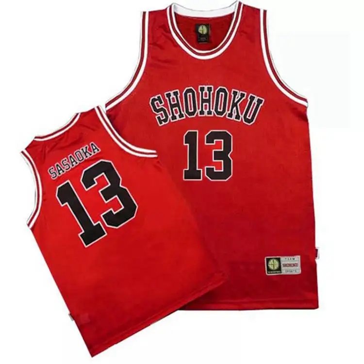 No. 13 Sasaoka Аниме Shohoku школьная баскетбольная команда 1-15 SLAM DUNK Косплей Костюм Sakuragi Джерси для косплея Hanamichi Топы рубашка Спортивная одежда Униформа - Цвет: No. 13 Sasaoka