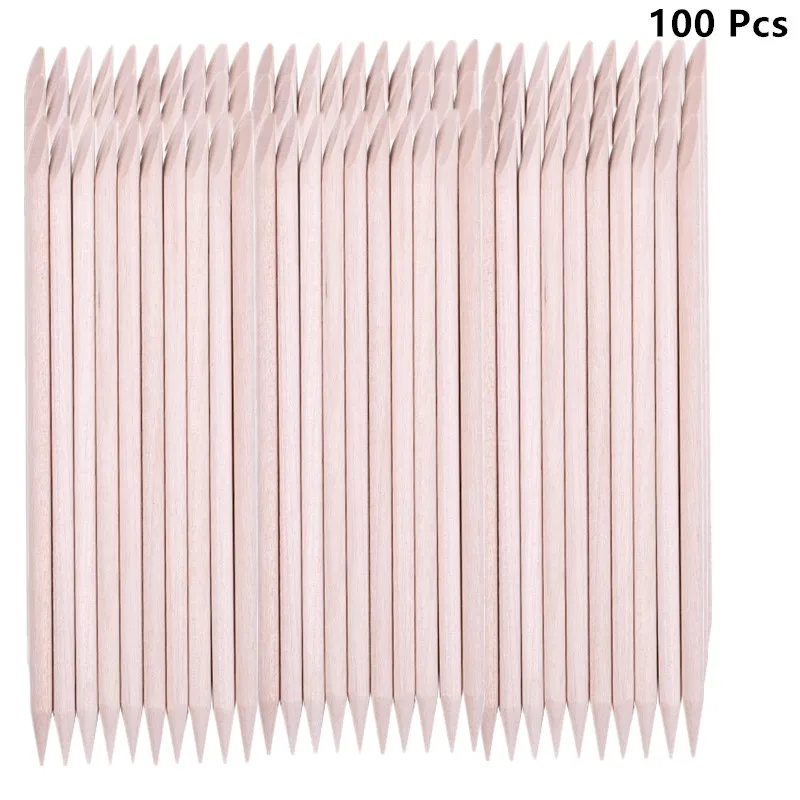 100pcs 50/100 шт./компл. женский двойной конец дизайн ногтей деревянная палочка палочки для отодвигания кутикулы Педикюр профессиональный набор инструментов для ногтей - Цвет: 100pcs
