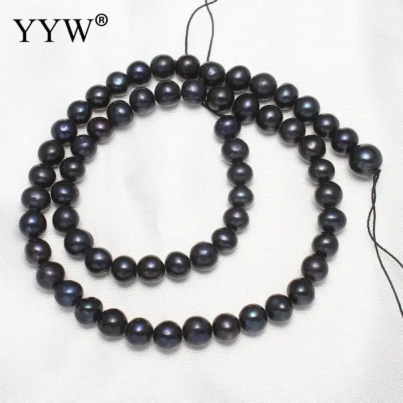 Бусины из пресноводного жемчуга для выращивания картофеля черные отверстие 6-7 мм