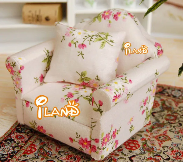 Iland 1/12 Dollhouse Миниатюрные Мебель Диван гостиная КРЕСЛО Цветок WL0552 | Игрушки и хобби