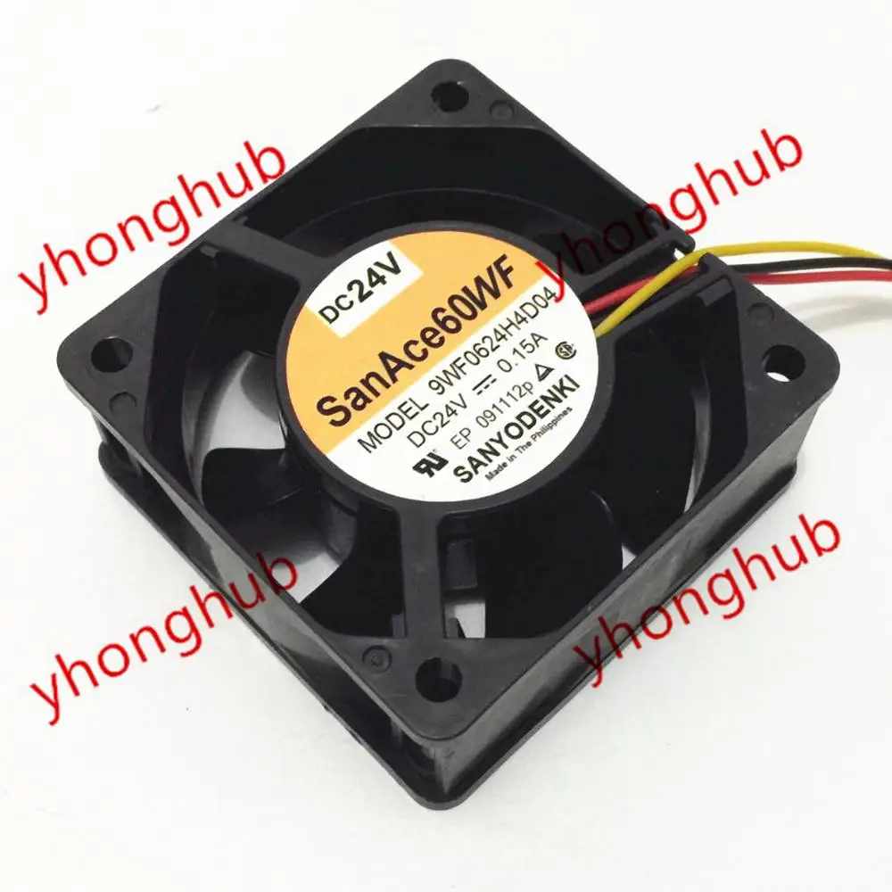 SANYO DENKI 9WF0624H4D04 DC 24V 0.15A 60x60x25 мм 3 Провода Сервер вентилятор охлаждения|square fan|server fandc