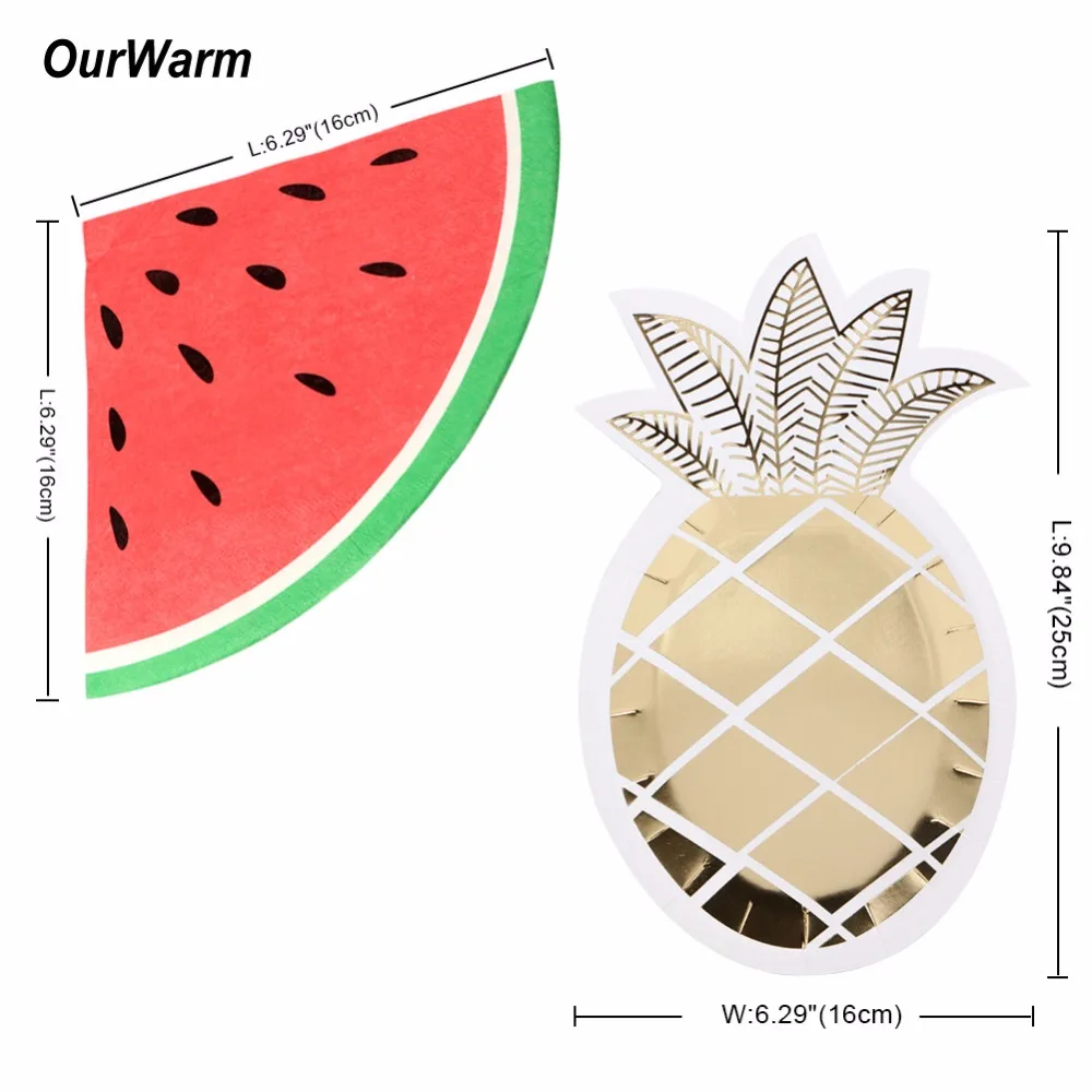 OurWarm одноразовые посуда Бумажные тарелки для вечеринки салфетки соломинки ананас Фламинго день рождения поставки Свадебные украшения