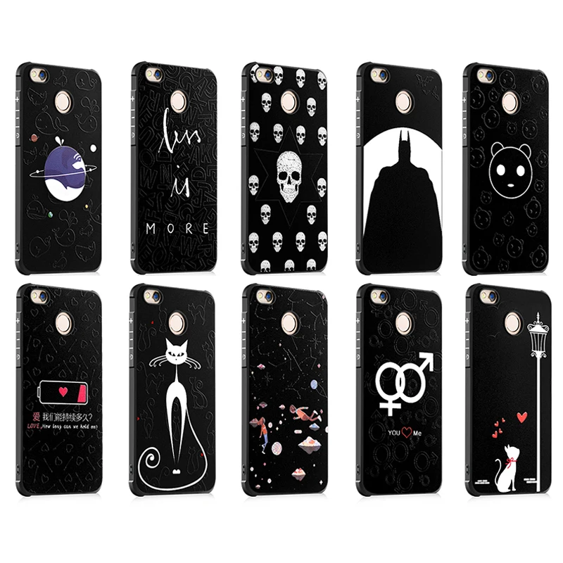 Prouphcs For Xiaomi Redmi 4X Case 3D Stereo Relief Painting for Full Protective Shockproof TPU Fundas |