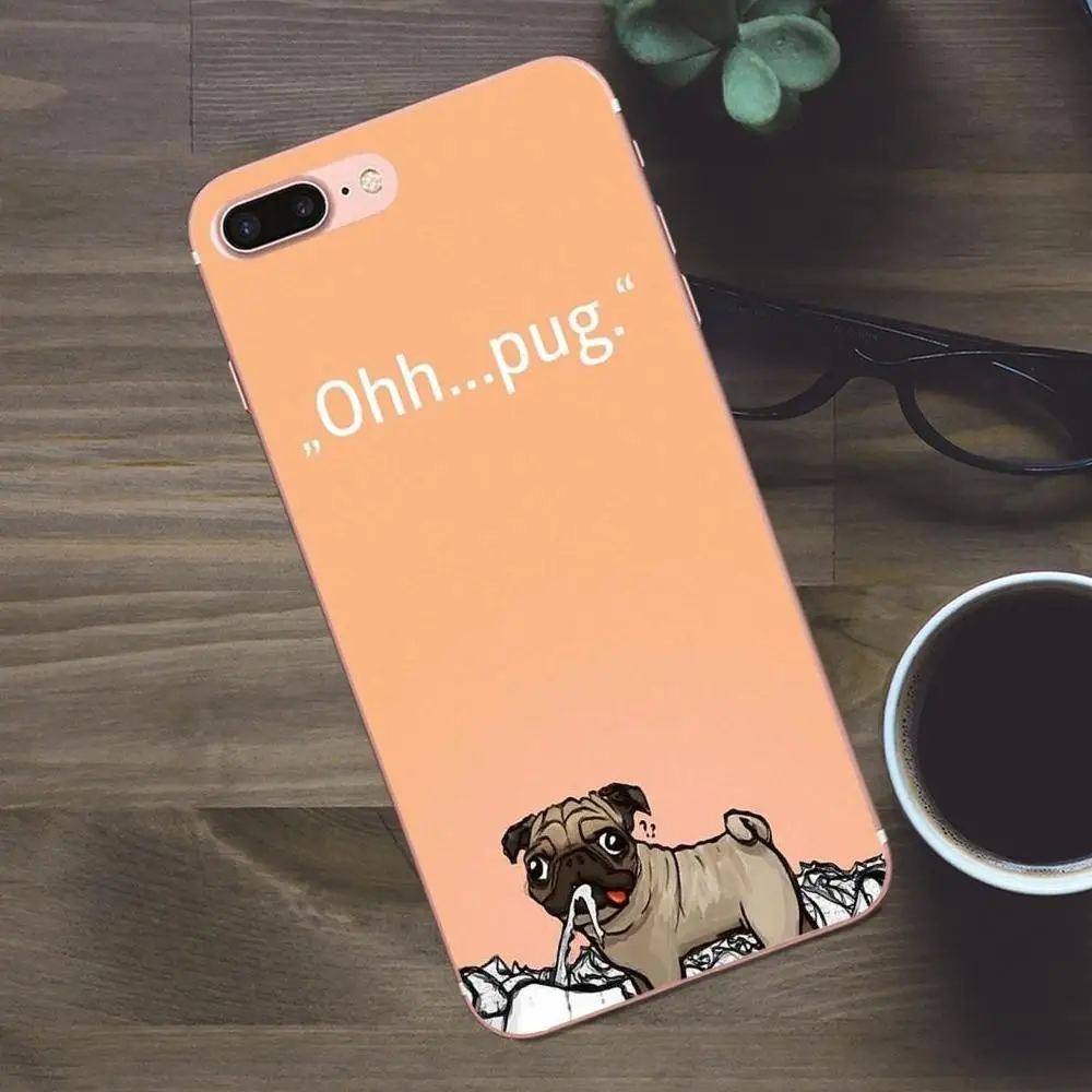 Ультратонкий чехол Bixedx с мультяшным рисунком мопса для Huawei G8 Honor 5C 5X 6 6X 7 8 9 Y5II Mate P7